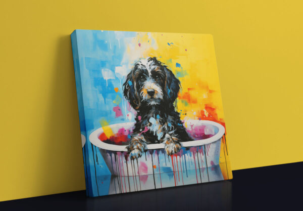 Dog in Tub CANVAS ART | Dog Canvas Art, Artful Canvas Art, Gifted Dog Art, Colorful Dog Art, Canvas Artful Wallart - Image 4