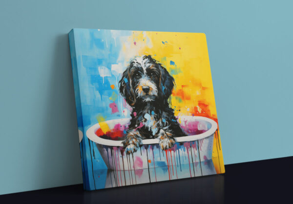 Dog in Tub CANVAS ART | Dog Canvas Art, Artful Canvas Art, Gifted Dog Art, Colorful Dog Art, Canvas Artful Wallart - Image 3