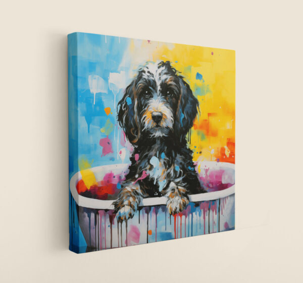 Dog in Tub CANVAS ART | Dog Canvas Art, Artful Canvas Art, Gifted Dog Art, Colorful Dog Art, Canvas Artful Wallart