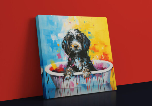 Dog in Tub CANVAS ART | Dog Canvas Art, Artful Canvas Art, Gifted Dog Art, Colorful Dog Art, Canvas Artful Wallart - Image 5