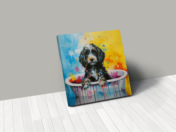 Dog in Tub CANVAS ART | Dog Canvas Art, Artful Canvas Art, Gifted Dog Art, Colorful Dog Art, Canvas Artful Wallart - Image 2