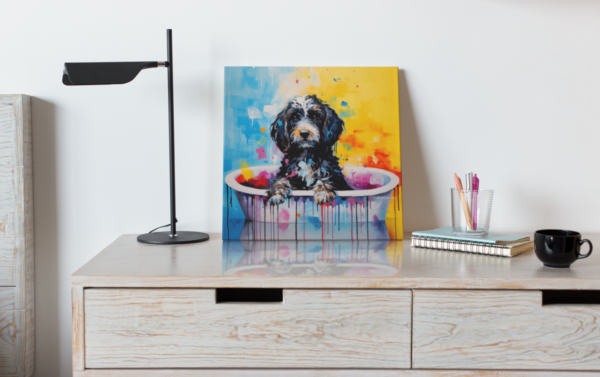 Dog in Tub CANVAS ART | Dog Canvas Art, Artful Canvas Art, Gifted Dog Art, Colorful Dog Art, Canvas Artful Wallart - Image 6