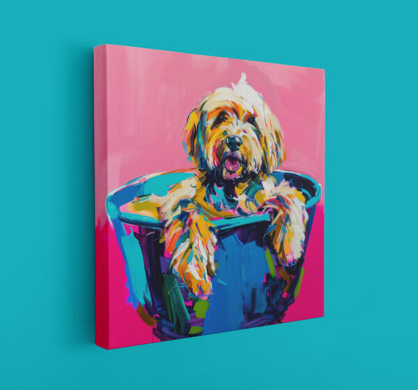 Dog in Tub CANVAS ART | Dog Canvas Art, Artful Canvas Art, Gifted Dog Art, Colorful Dog Art, Canvas Artful Wallart - Image 3