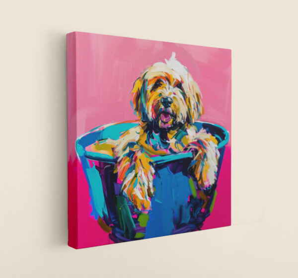 Dog in Tub CANVAS ART | Dog Canvas Art, Artful Canvas Art, Gifted Dog Art, Colorful Dog Art, Canvas Artful Wallart