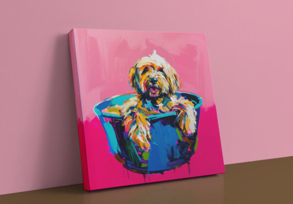 Dog in Tub CANVAS ART | Dog Canvas Art, Artful Canvas Art, Gifted Dog Art, Colorful Dog Art, Canvas Artful Wallart - Image 2