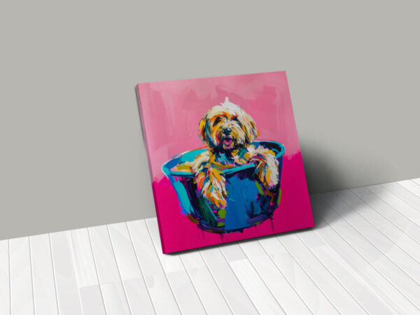 Dog in Tub CANVAS ART | Dog Canvas Art, Artful Canvas Art, Gifted Dog Art, Colorful Dog Art, Canvas Artful Wallart - Image 4