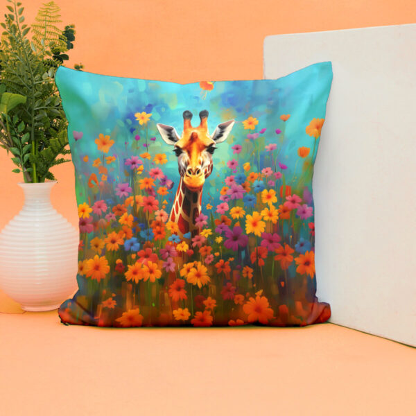 Giraffe Pillow | Giraffe Floral Spun Polyester Square Pillow, Gift for Giraffe Lovers, - Image 4