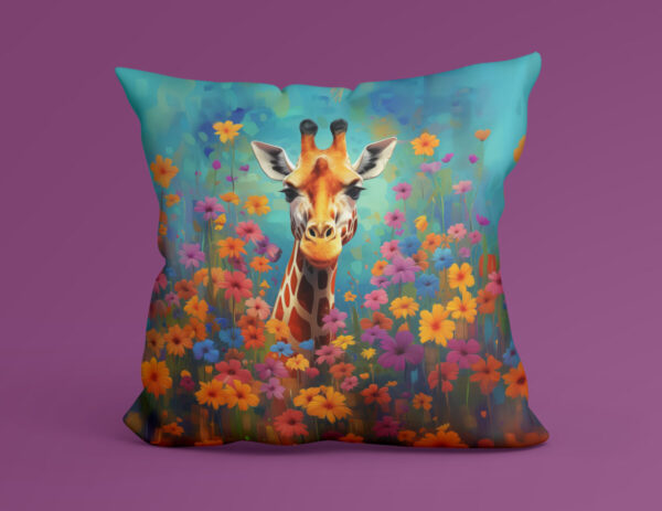 Giraffe Pillow | Giraffe Floral Spun Polyester Square Pillow, Gift for Giraffe Lovers, - Image 5