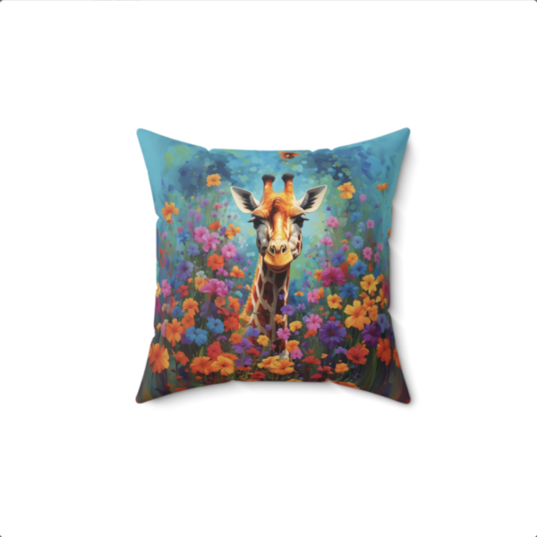 Giraffe Pillow | Giraffe Floral Spun Polyester Square Pillow, Gift for Giraffe Lovers,