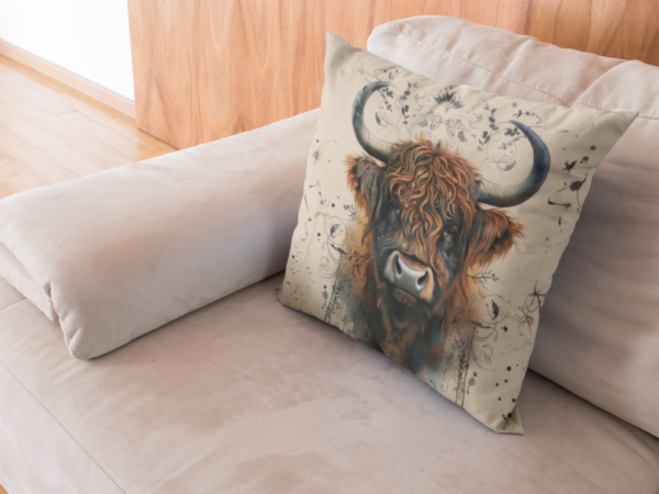 Highland Cow Pillow, Highland Cow Gift, Living room Decor, Western Pillow, Cow Pillow, Square Pillow, Highland Cow decor - Image 8