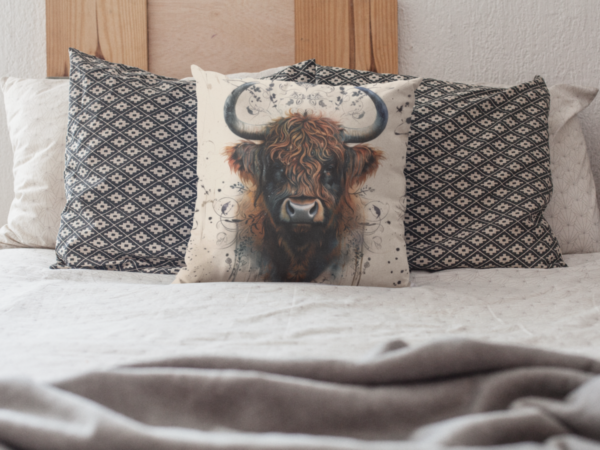 Highland Cow Pillow, Highland Cow Gift, Living room Decor, Western Pillow, Cow Pillow, Square Pillow, Highland Cow decor - Image 4