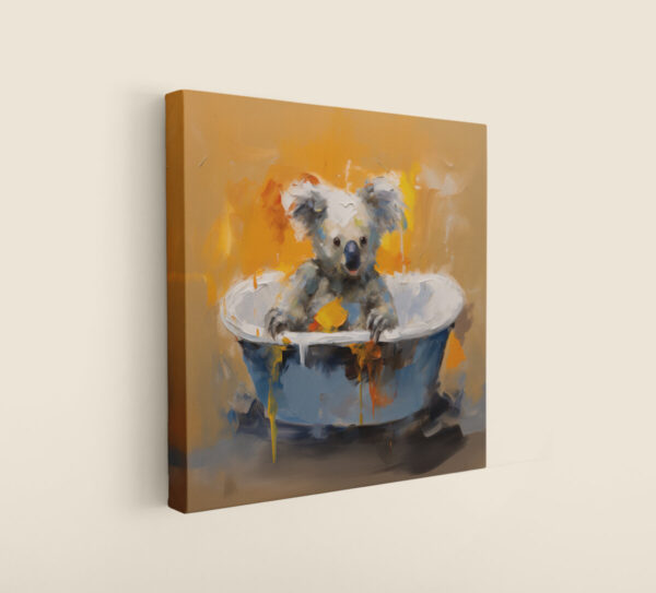 Koala Bear in Tub CANVAS ART | Koala Bear Canvas Art, Artful Canvas Art, Gifted Bear Art, Wallarte, Colorful Bear Art