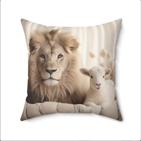 Lion and Lamb Pillow, Lion and Lamb Gift, Lion and Lamb Home Decore, Lion and Lamb Pillow, Lion and Lamb decor