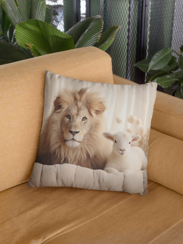 Lion and Lamb Pillow, Lion and Lamb Gift, Lion and Lamb Home Decore, Lion and Lamb Pillow, Lion and Lamb decor - Image 8