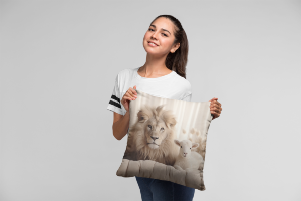 Lion and Lamb Pillow, Lion and Lamb Gift, Lion and Lamb Home Decore, Lion and Lamb Pillow, Lion and Lamb decor - Image 5