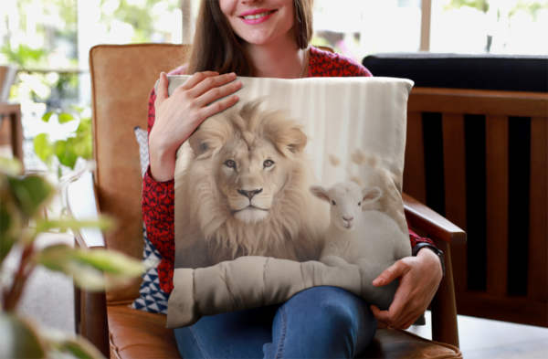 Lion and Lamb Pillow, Lion and Lamb Gift, Lion and Lamb Home Decore, Lion and Lamb Pillow, Lion and Lamb decor - Image 6