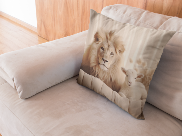 Lion and Lamb Pillow, Lion and Lamb Gift, Lion and Lamb Home Decore, Lion and Lamb Pillow, Lion and Lamb decor - Image 10