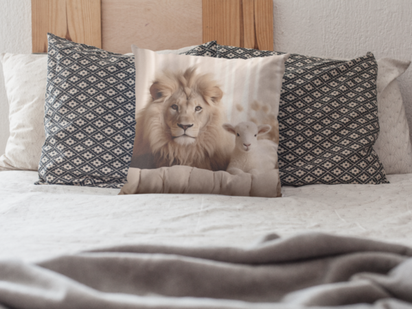 Lion and Lamb Pillow, Lion and Lamb Gift, Lion and Lamb Home Decore, Lion and Lamb Pillow, Lion and Lamb decor - Image 4