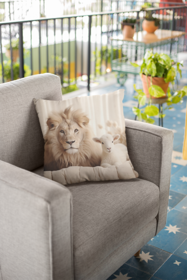 Lion and Lamb Pillow, Lion and Lamb Gift, Lion and Lamb Home Decore, Lion and Lamb Pillow, Lion and Lamb decor - Image 7