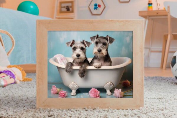 Miniature Schnauzers in a Bathtub, INSTANT DOWNLOADS, Miniature Schnauzers Wall Art, Bathroom Dog Art, Bathroom Decor - Image 2