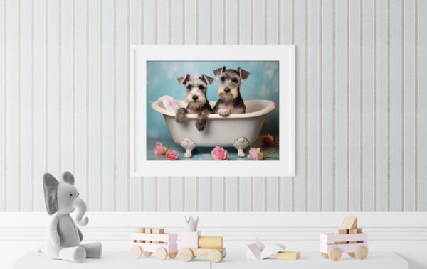 Miniature Schnauzers in a Bathtub, INSTANT DOWNLOADS, Miniature Schnauzers Wall Art, Bathroom Dog Art, Bathroom Decor - Image 5