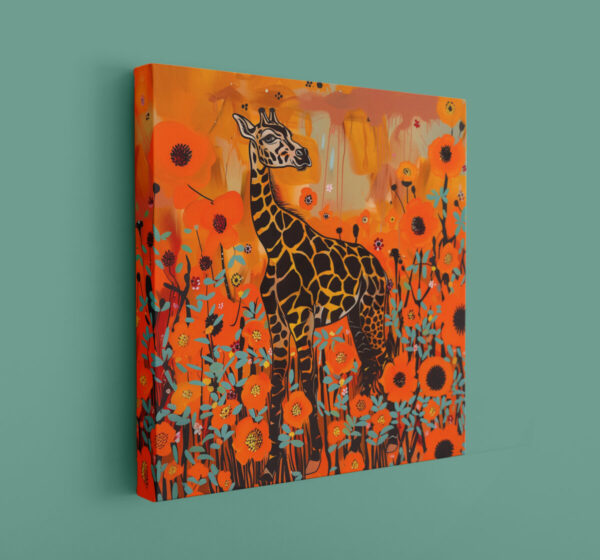 Giraffe in a field of flowers Wall Art, CANVAS ART, GiraffeDecor, Giraffe Decor, Artful Giraffe Artwork - Image 7