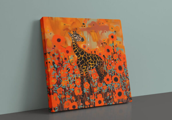 Giraffe in a field of flowers Wall Art, CANVAS ART, GiraffeDecor, Giraffe Decor, Artful Giraffe Artwork - Image 8