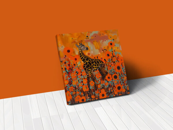 Giraffe in a field of flowers Wall Art, CANVAS ART, GiraffeDecor, Giraffe Decor, Artful Giraffe Artwork - Image 3