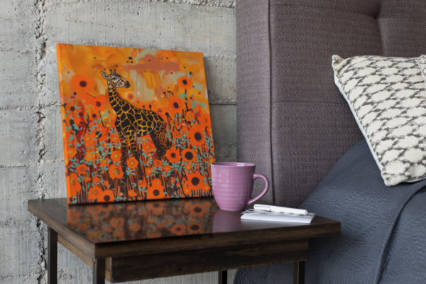 Giraffe in a field of flowers Wall Art, CANVAS ART, GiraffeDecor, Giraffe Decor, Artful Giraffe Artwork - Image 6