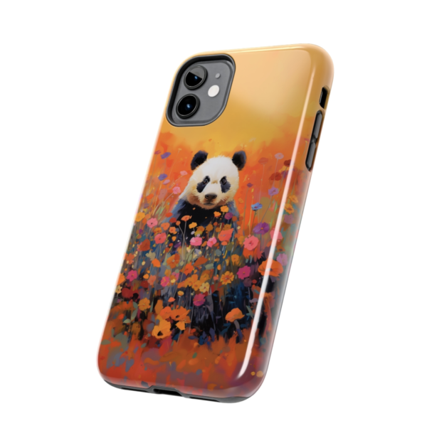 Panda bear in field of flowers, phone case art,