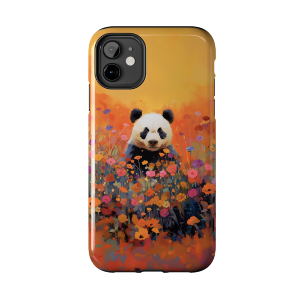 Panda bear in field of flowers, phone case art,