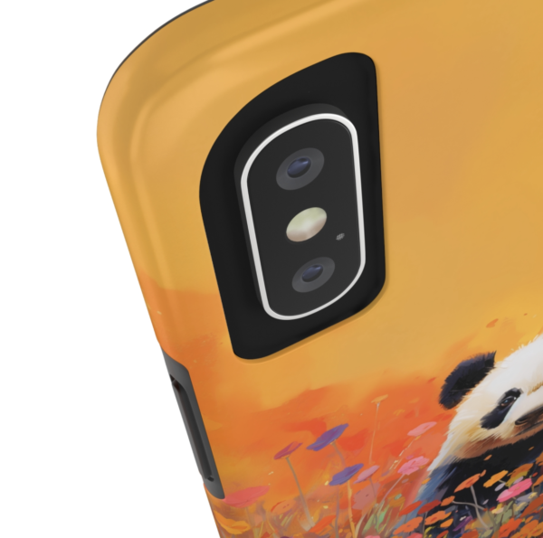 Panda bear in field of flowers, phone case art,