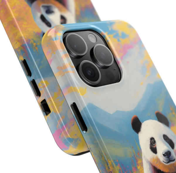 Panda bear in field of flowers, phone case art,