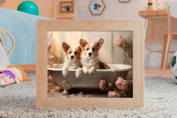 Pembroke Welsh Corgis in a Bathtub, INSTANT DOWNLOADS, Corgis Wall Art, Bathroom Dog Art, Bathroom Decor, Dog Art - Image 2