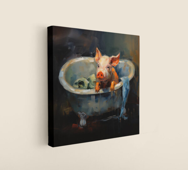 Pig in Tub CANVAS ART | Pig Canvas Art, Artful Canvas Art, Gifted Pig Art, Wallarte, Colorful Pig Art, Pig Art