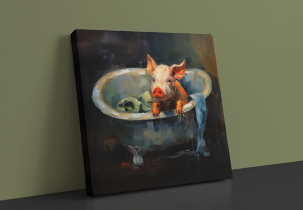 Pig in Tub CANVAS ART | Pig Canvas Art, Artful Canvas Art, Gifted Pig Art, Wallarte, Colorful Pig Art, Pig Art - Image 5