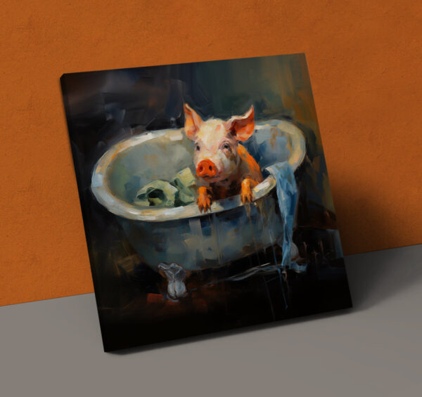 Pig in Tub CANVAS ART | Pig Canvas Art, Artful Canvas Art, Gifted Pig Art, Wallarte, Colorful Pig Art, Pig Art - Image 4