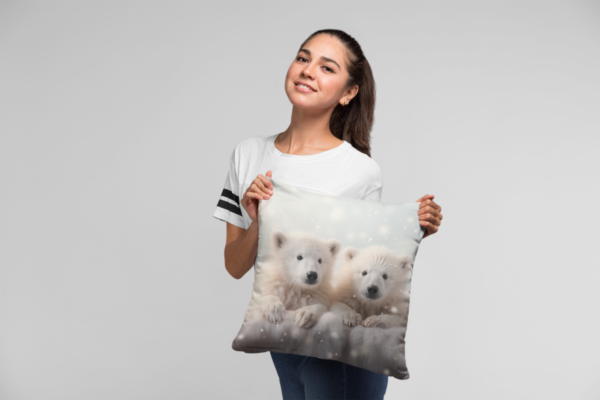 Baby Polar Bears Pillow, Polar Bear Gift, Bedroom Decor, Bear Home Decore, Bear Pillow, Spun Polyester Square Pillow - Image 7