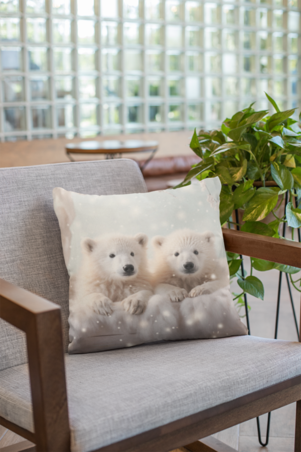 Baby Polar Bears Pillow, Polar Bear Gift, Bedroom Decor, Bear Home Decore, Bear Pillow, Spun Polyester Square Pillow - Image 4