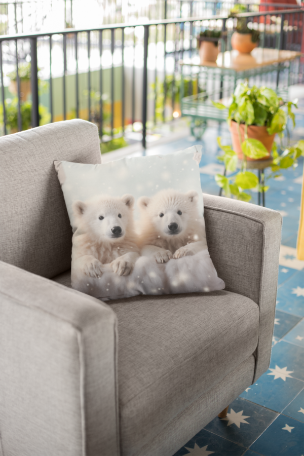 Baby Polar Bears Pillow, Polar Bear Gift, Bedroom Decor, Bear Home Decore, Bear Pillow, Spun Polyester Square Pillow - Image 8