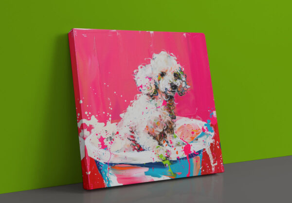 Poodle in Tub CANVAS ART | Dog Canvas Art, Artful Canvas Art, Gifted Dog Art, Colorful Dog Art, Canvas Pink Wallart - Image 7