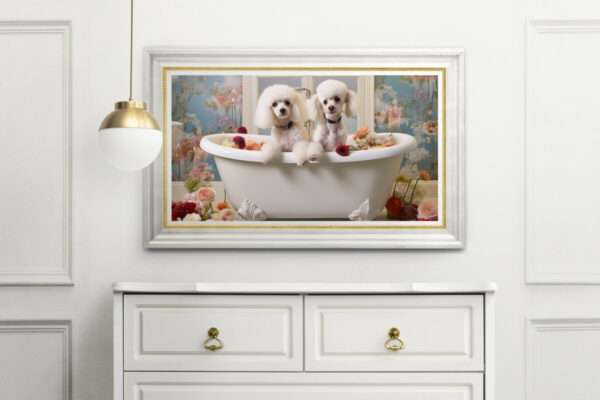 Poodles in a Bathtub, INSTANT DOWNLOADS, Poodles Wall Art, Bathroom Dog Art, Bathroom Decor, Dog Art - Image 2