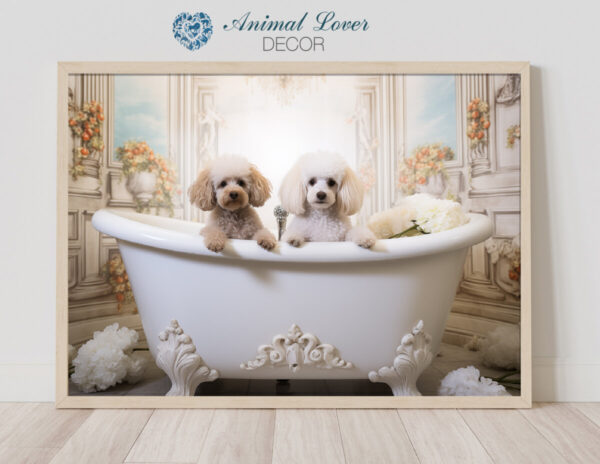 Poodles in a Bathtub, INSTANT DOWNLOADS, Poodles Wall Art, Bathroom Dog Art, Bathroom Decor, Dog Art