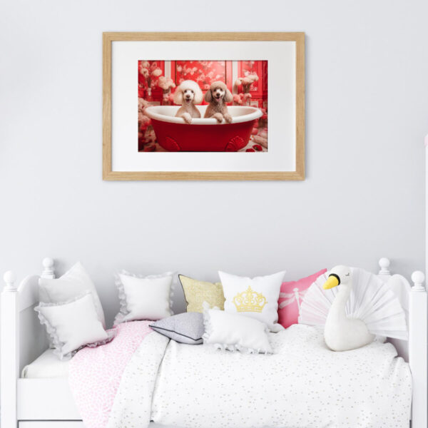 Poodles in a Bathtub, INSTANT DOWNLOADS, Poodles Wall Art, Bathroom Dog Art, Bathroom Decor, Red Art - Image 3