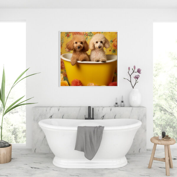 Poodles in a Bathtub, INSTANT DOWNLOADS, Poodles Wall Art, Bathroom Dog Art, Bathroom Decor, Yellow Art - Image 5