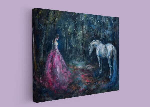 Princess Marianne and Horse in Dark Woods, CANVAS ART, Fairy Tale Art, Magical Forest, Dark Forest Art, Princess Decor - Image 2