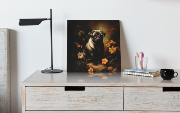 Pug Square CANVAS ART | Dark Cottagecore Dog Canvas Art, Artful Canvas Art, Gifted Dog Art, Pug Wallart - Image 5