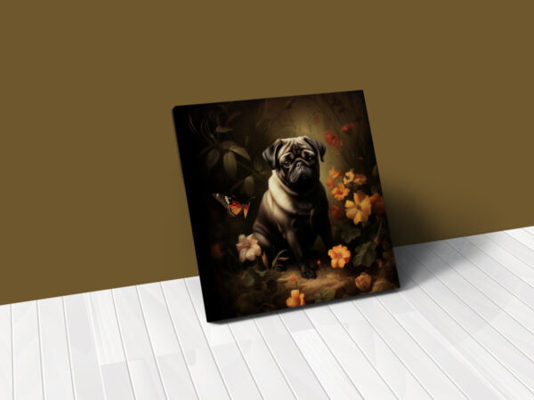 Pug Square CANVAS ART | Dark Cottagecore Dog Canvas Art, Artful Canvas Art, Gifted Dog Art, Pug Wallart - Image 2