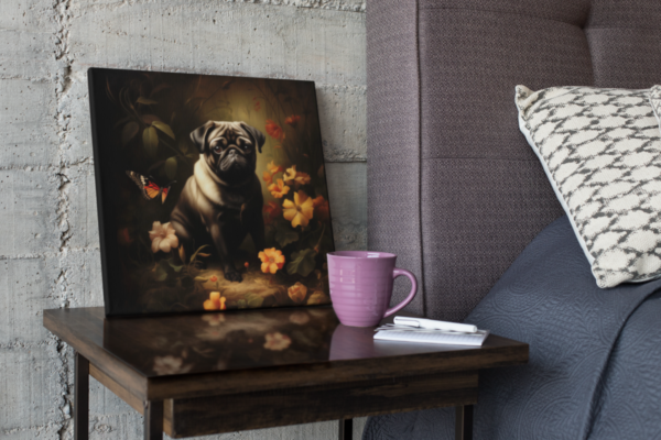 Pug Square CANVAS ART | Dark Cottagecore Dog Canvas Art, Artful Canvas Art, Gifted Dog Art, Pug Wallart - Image 4