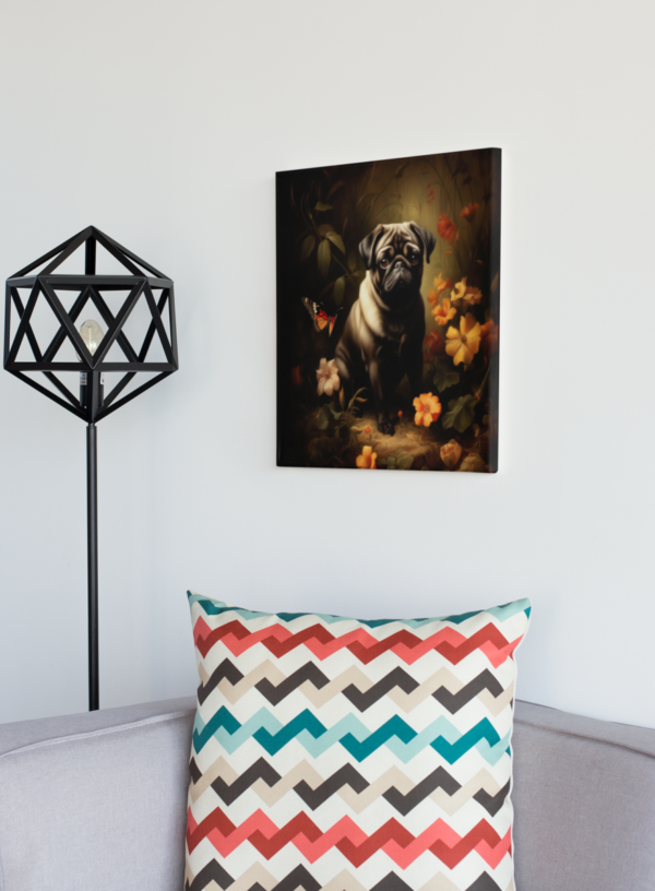 Pug Square CANVAS ART | Dark Cottagecore Dog Canvas Art, Artful Canvas Art, Gifted Dog Art, Pug Wallart - Image 8